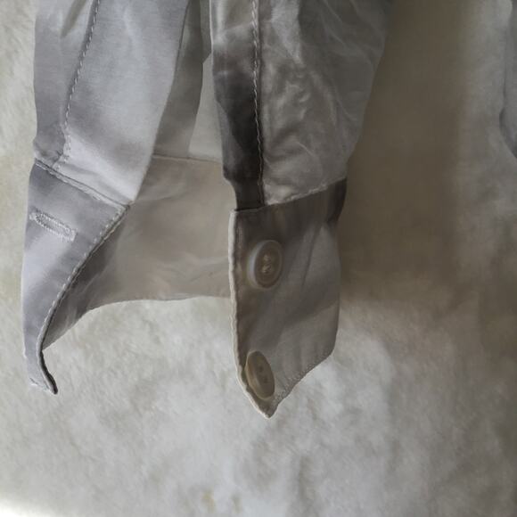 BCBGMaxAzria White and Gray Floral Half Button Down Shirt - Picture 14 of 16